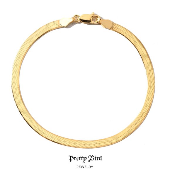 18K Yellow Gold Plated Snake Chain Bracelet - 8.5" - Picture 1 of 1